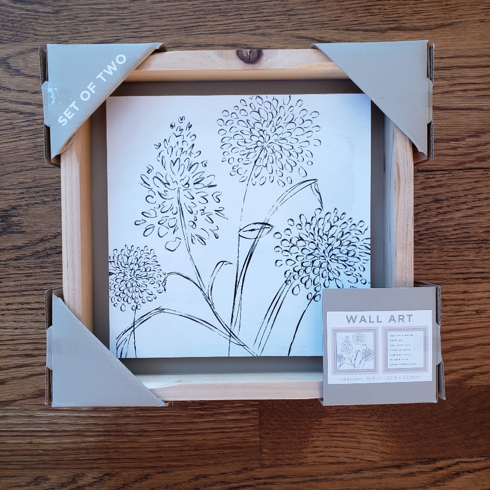Wall art set of 2 black and white prints